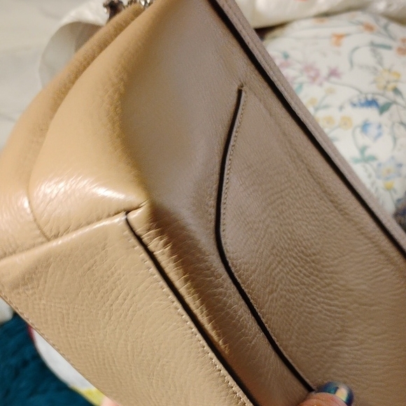 Coach Tammie Tan Leather Floral Embellished Shoulder Bag Free shipping NOCallout - Picture 5 of 9